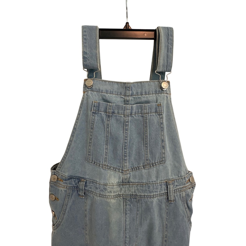 Fashion Denim Overall Maxi Skirt Women Size M Light Wash Cotton Long Pinafore